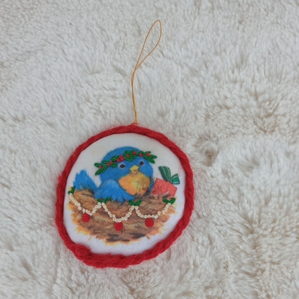 Hand Crafted Red and Blue Bird Ornament